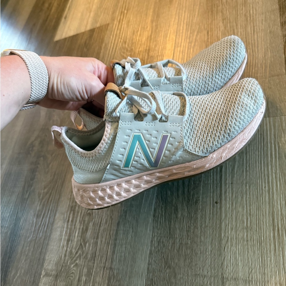 New Balance Grey and Light Pink Sneakers